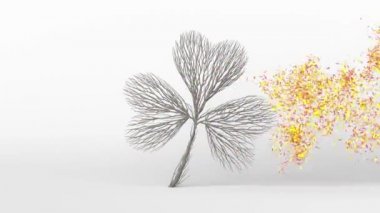 Yonca şeklinde büyüyen ağaç. Eko kavramı. Aziz Patrick Günü. 3B görüntüleme.