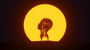 Baş şeklinde büyüyen ağaç silueti. Eko kavramı. Tıbbi konsept. 3B görüntüleme.