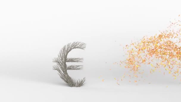 Wachsender Baum Form Eines Euro Zeichens Rendering — Stockvideo