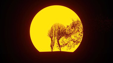 Baş şeklinde büyüyen ağaç silueti. Eko kavramı. Tıbbi konsept. 3B görüntüleme.