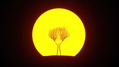 İnsan şeklinde büyüyen ağaç silueti. Eko kavramı. 3B görüntüleme.