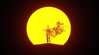 İnsan şeklinde büyüyen ağaç silueti. Eko kavramı. 3B görüntüleme.