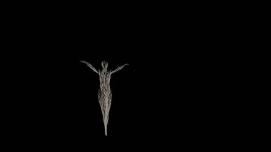 İnsan şeklinde büyüyen bir ağaç. Eko kavramı. 3B görüntüleme.