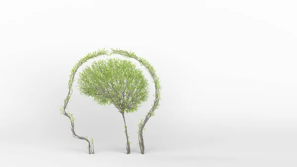 Árbol Crecimiento Forma Cerebro Humano Dentro Una Cabeza Eco Concepto — Foto de Stock