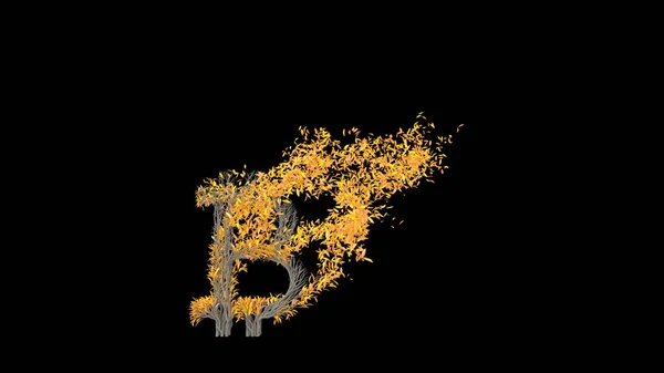 Groeiende Boom Vorm Van Een Bitcoin Teken Weergave — Stockfoto