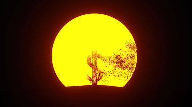 Dolar işareti şeklinde büyüyen ağaç silueti. Eko kavramı. 3B görüntüleme.