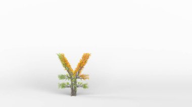 Yen şeklinde bir ağaç yetiştirmek. 3B görüntüleme.