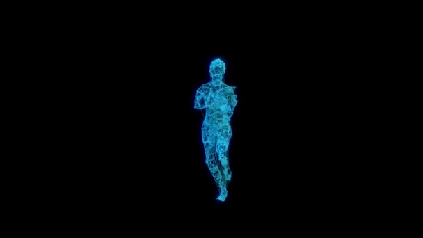 Dansend Mens Gemaakt Van Draden Personage Animatie Zwart Wit Achtergronden — Stockvideo