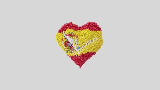 Spain National Day October Heart Animation Alpha Matte Heart Shape — Stock Video