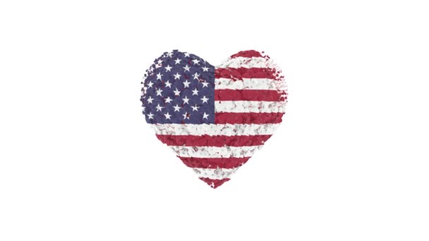 Dzień Niepodległości Usa Lipca Dzień Niepodległości Animacja Serca Matą Alfa — Wideo stockowe
