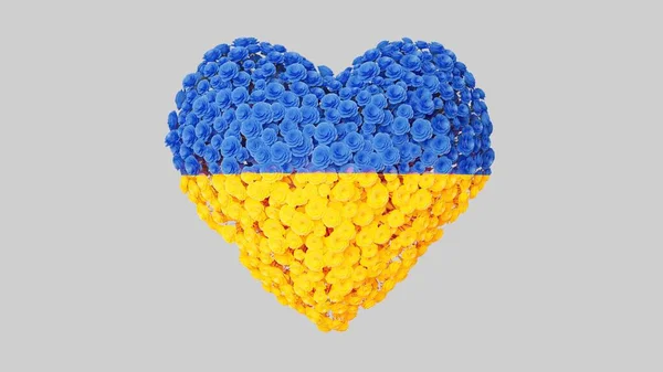 Independence Day Ukraine August Heart Shape Made Out Flowers White — Stock Photo, Image