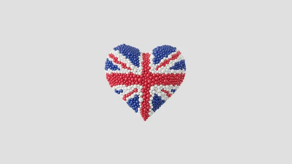 Narodowy Dzień Zjednoczonego Królestwa Kształt Serca Wykonany Błyszczących Kul Białym — Zdjęcie stockowe