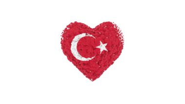 Ulusal Hindi Günü. 29 Ekim. Alfa mat ile kalp animasyonu. Çiçekler kalp şeklini oluşturuyor. 3B görüntüleme.