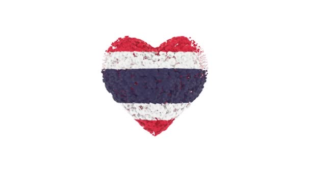 Національний День Таїланду Грудня Серцева Анімація Альфа Маттом Квіти Формують — стокове відео