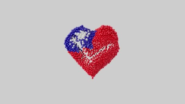 Tchajwanský Národní Den Října Srdeční Animace Alfa Matnou Tvar Srdce — Stock video