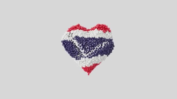 Thailands Nationalfeiertag Dezember Herzanimation Mit Alpha Matte Herzform Aus Glänzenden — Stockvideo