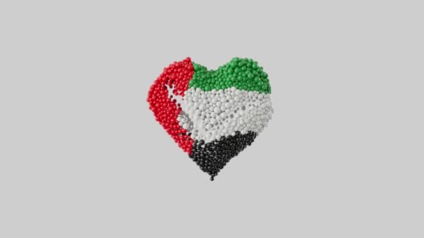 Nationalfeiertag Der Vereinigten Arabischen Emirate Dezember Herzanimation Mit Alpha Matte — Stockvideo