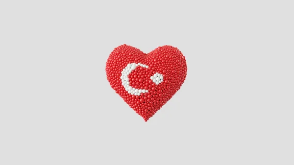 土耳其国庆节 10月29日心形由白色背景上闪亮的球体构成 3D渲染 — 图库照片