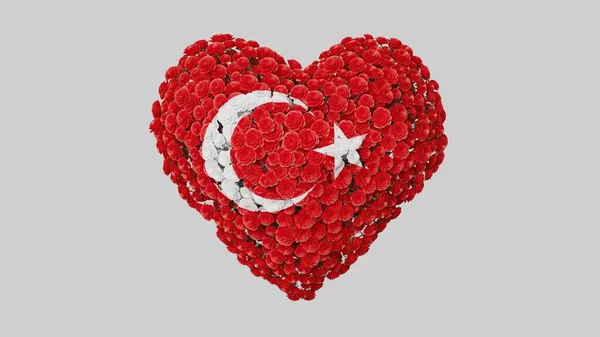 Festa Nazionale Della Turchia Ottobre Forma Del Cuore Fatta Fiori — Foto Stock