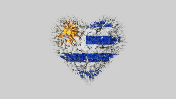Uruguay Nationale Dag Augustus Onafhankelijkheidsdag Hartvorm Gemaakt Van Bloemen Witte — Stockfoto