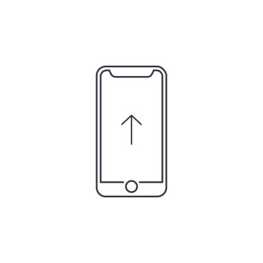 Beyaz arkaplan EPS10 üzerindeki akıllı telefon simgesi ana hatları üzerine yükleme işareti