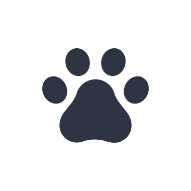 Köpek pençesi ayak izleri. Beyaz arkaplanda vektör sembolü