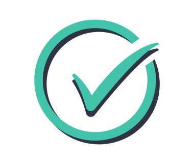 Yeşil işaret simgesi. Yeşil renkli kene sembolü, vektör illüstrasyonu