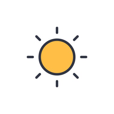 Güneş ikonu. Düz basit tasarım biçimi EPS10 'da vektör özet konsepti yazı