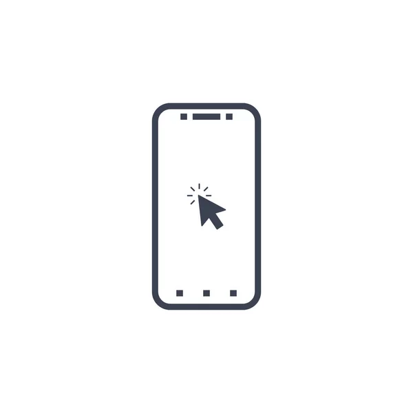 Cliquez Sur Bouton Sur Smartphone Écran Symbole Vectoriel Dans Style — Image vectorielle