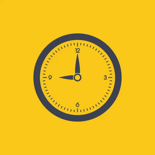 Icona Dell Orologio Simbolo Vettoriale Piano Disegno Semplice Sfondo Arancione — Vettoriale Stock