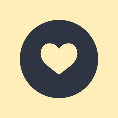 Kalp ikonu. Düz basit EPS10 biçiminde yuvarlak arkaplanda vektör sembolü