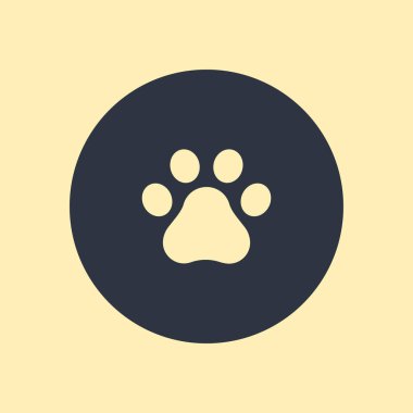 Paw Print. Köpek ikonu izleri. Yuvarlak arkaplan EPS10 üzerindeki vektör sembolü
