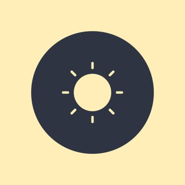 Güneş ikonu. Yuvarlak arkaplan EPS10 üzerindeki vektör sembolü