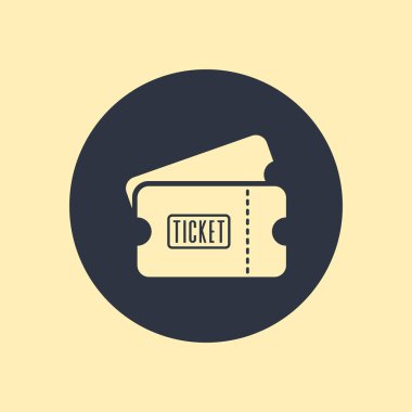 Bilet ikonu. Yuvarlak arkaplan EPS10 üzerindeki vektör sembolü
