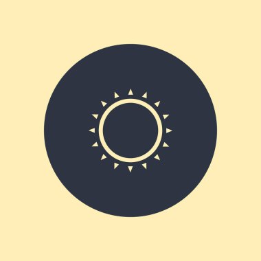 Güneş ikonu. Yuvarlak arkaplan EPS10 üzerindeki vektör sembolü