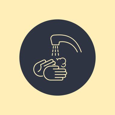 Yuvarlak arkaplan EPS10 'da el suyu simgesini düz bir şekilde bırak