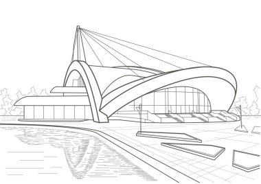 soyut mimari lineer kroki concerthall binası