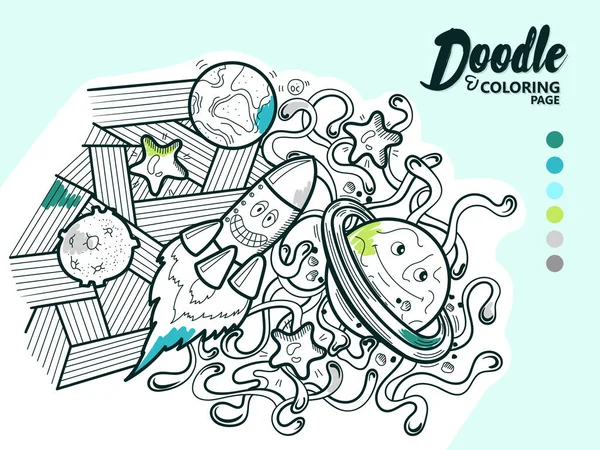 Doodle Ilustración Cosmos divertido — Vector de stock