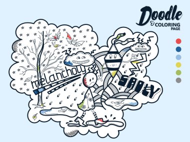 Doodle illüstrasyon melankoli