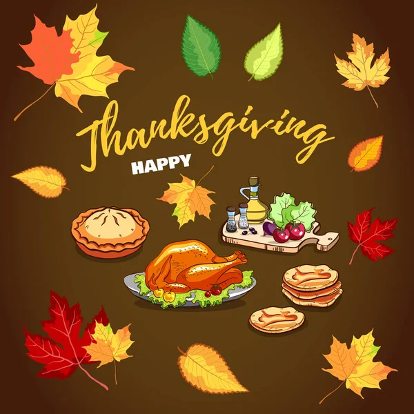 Joyeux Thanksgiving carte de voeux — Image vectorielle