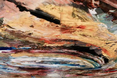 Renkli soyut arka plan duvar kağıdı. Modern motif görsel sanat. Yağlı boya karışımı. Moda el boyama bezi. Duvar dekorasyonu ve duvar resimleri fikri. 3 Boyutlu Doku.