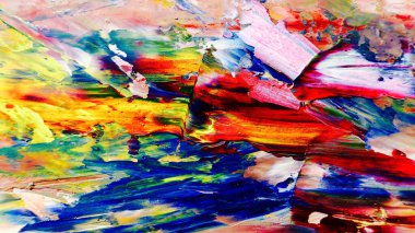 Renkli soyut arka plan duvar kağıdı. Modern motif görsel sanat. Yağlı boya karışımı. Moda el boyama bezi. Duvar dekorasyonu ve duvar resimleri fikri. 3 Boyutlu Doku