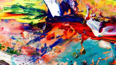 Renkli soyut arka plan duvar kağıdı. Modern motif görsel sanat. Yağlı boya karışımı. Moda el boyama bezi. Duvar dekorasyonu ve duvar resimleri fikri. 3 Boyutlu Doku.