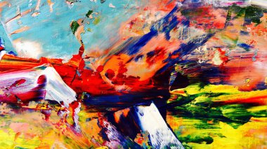 Renkli soyut arka plan duvar kağıdı. Modern motif görsel sanat. Yağlı boya karışımı. Moda el boyama bezi. Duvar dekorasyonu ve duvar resimleri fikri. 3 Boyutlu Doku.