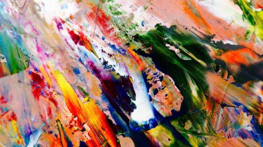 Renkli soyut arka plan duvar kağıdı. Modern motif görsel sanat. Yağlı boya karışımı. Moda el boyama bezi. Duvar dekorasyonu ve duvar resimleri fikri. 3 Boyutlu Doku.