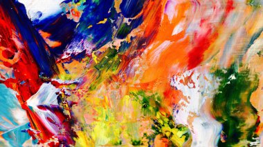 Renkli soyut arka plan duvar kağıdı. Modern motif görsel sanat. Yağlı boya karışımı. Moda el boyama bezi. Duvar dekorasyonu ve duvar resimleri fikri. 3 Boyutlu Doku.