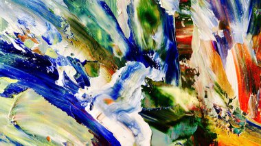 Renkli soyut arka plan duvar kağıdı. Modern motif görsel sanat. Yağlı boya karışımı. Moda el boyama bezi. Duvar dekorasyonu ve duvar resimleri fikri. 3 Boyutlu Doku.