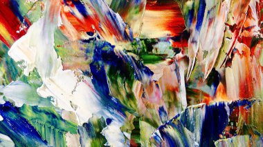 Renkli soyut arka plan duvar kağıdı. Modern motif görsel sanat. Yağlı boya karışımı. Moda el boyama bezi. Duvar dekorasyonu ve duvar resimleri fikri. 3 Boyutlu Doku.