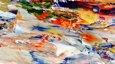 Renkli soyut arka plan duvar kağıdı. Modern motif görsel sanat. Yağlı boya karışımı. Moda el boyama bezi. Duvar dekorasyonu ve duvar resimleri fikri. 3 Boyutlu Doku.