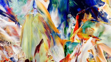 Renkli soyut arka plan duvar kağıdı. Modern motif görsel sanat. Yağlı boya karışımı. Moda el boyama bezi. Duvar dekorasyonu ve duvar resimleri fikri. 3 Boyutlu Doku.